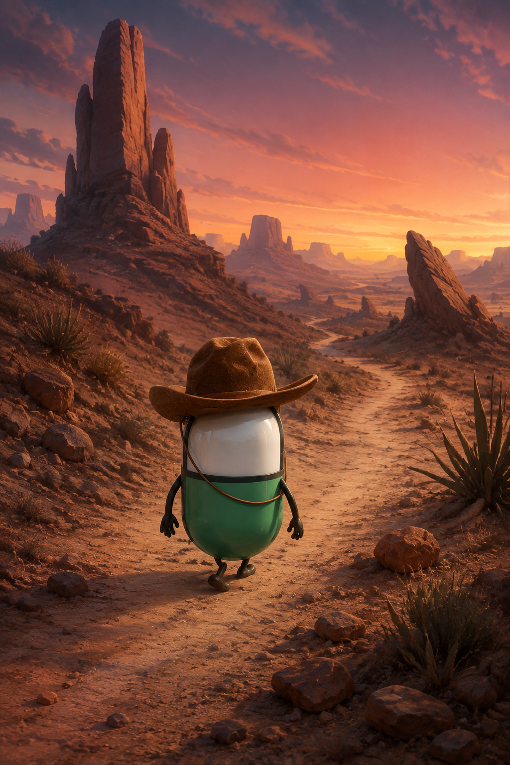 Pnutump crossing a surreal frontier at dusk